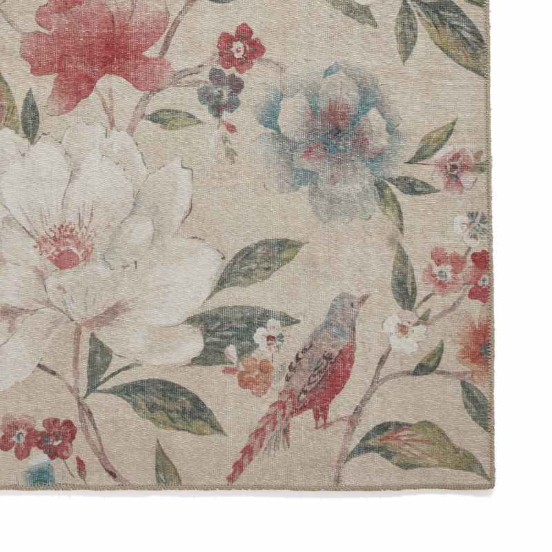 Pipa Floral Washable Runner Rugs by Catherine Lansfield in Natural