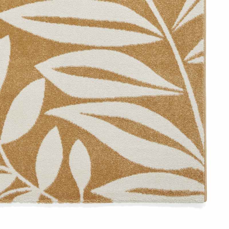 Sorral Leaves Modern Rugs by Catherine Lansfield in Ochre Yellow