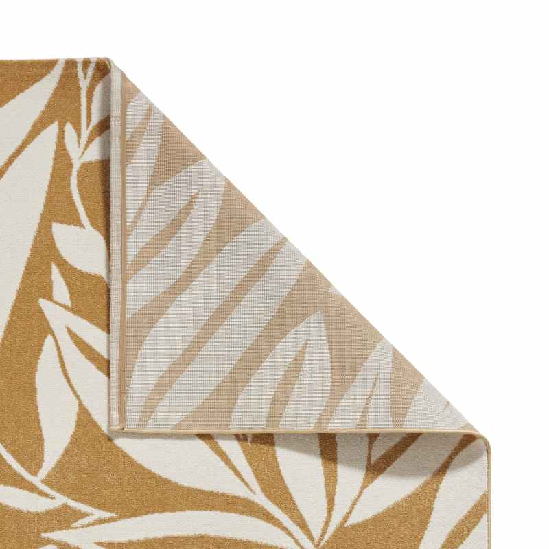 Sorral Leaves Modern Rugs by Catherine Lansfield in Ochre Yellow