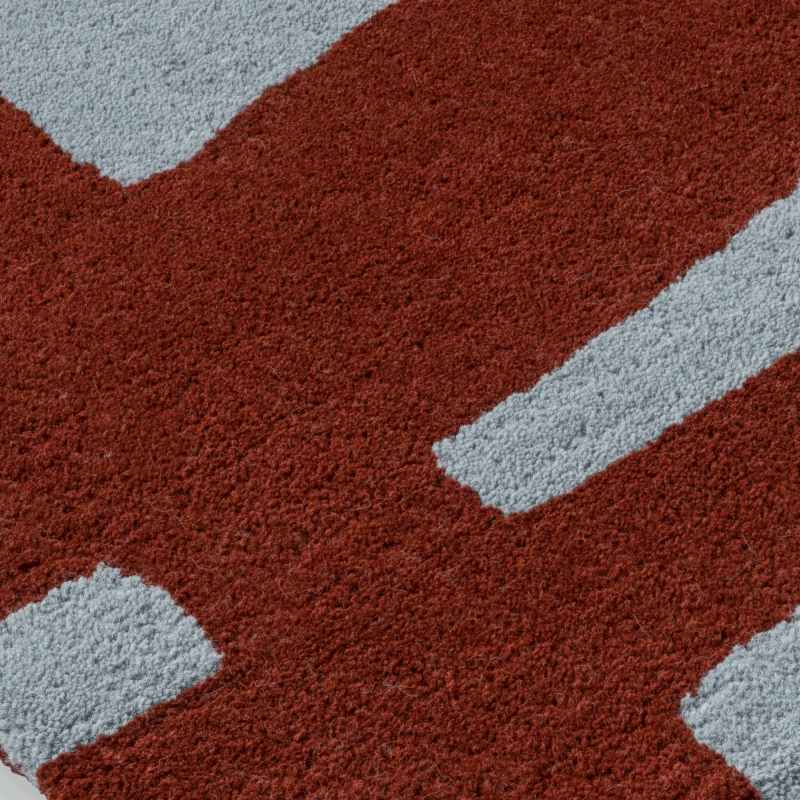Arlo Geometric Wool Rugs 124103 by Scion in Brick Red