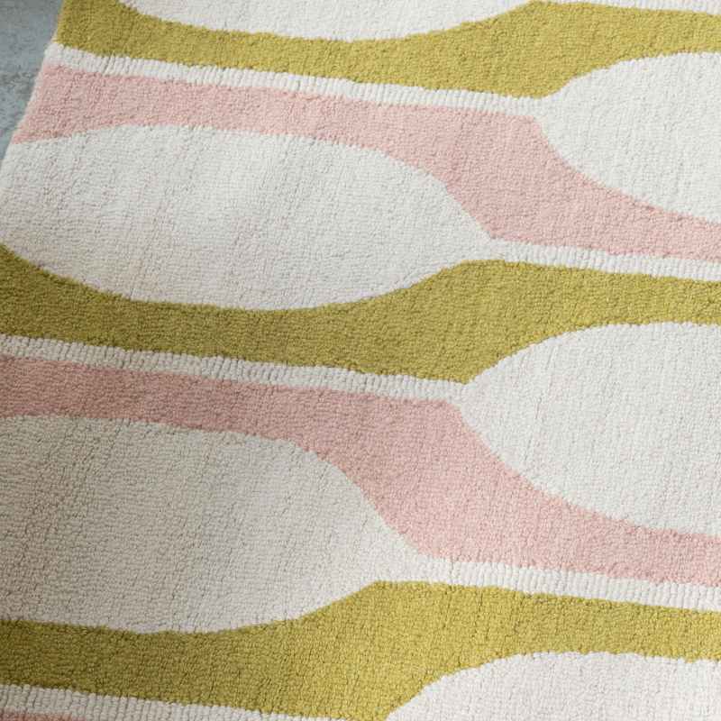 Billow Geometric Wool Rugs 124606 by Scion in Lichen Green