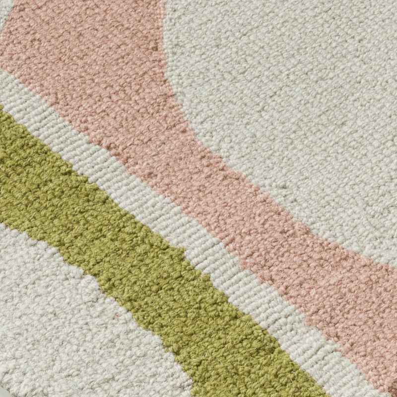 Billow Geometric Wool Rugs 124606 by Scion in Lichen Green