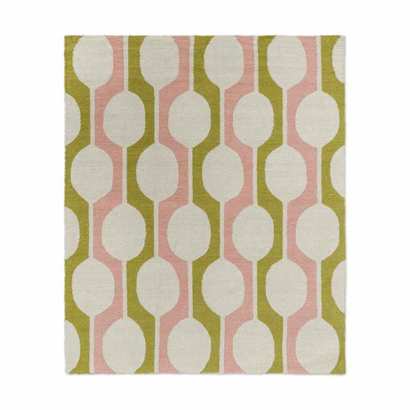 Billow Geometric Wool Rugs 124606 by Scion in Lichen Green
