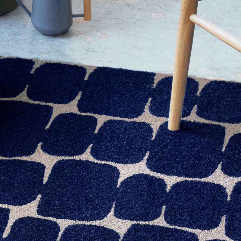 Little Lohko Geometric Rugs 124208 by Scion in Indigo Blue