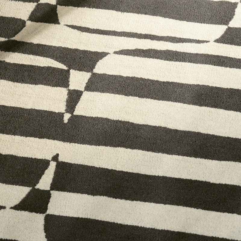 Lohko Stripe Geometric Rugs 123105 by Scion in Charcoal Grey