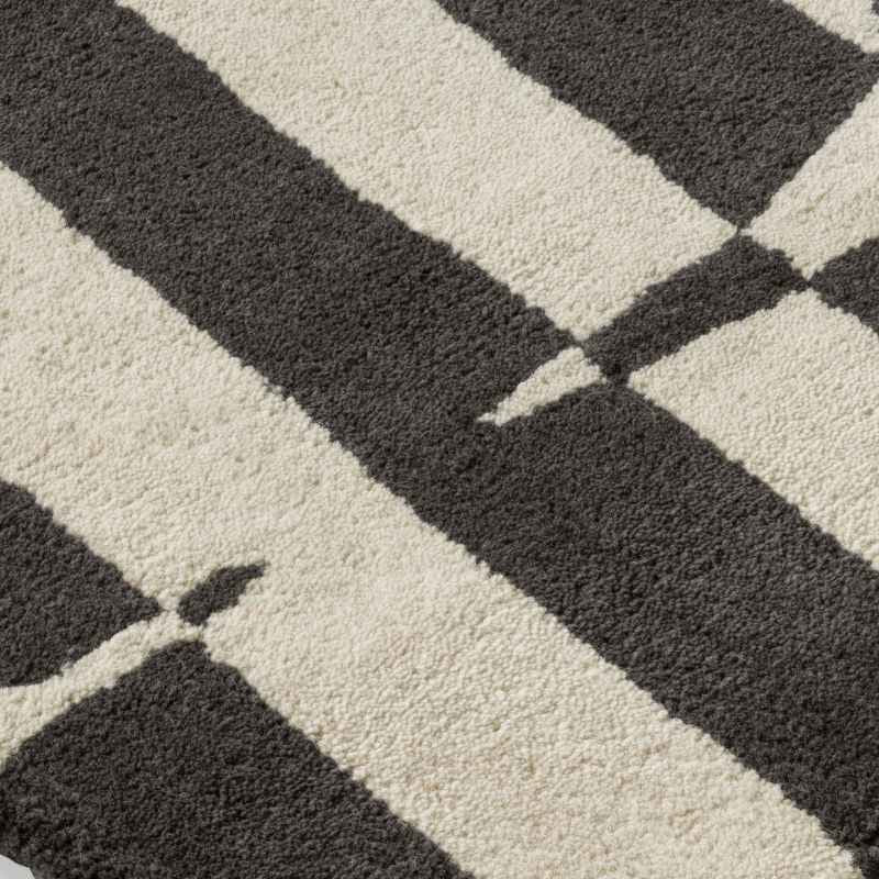 Lohko Stripe Geometric Rugs 123105 by Scion in Charcoal Grey