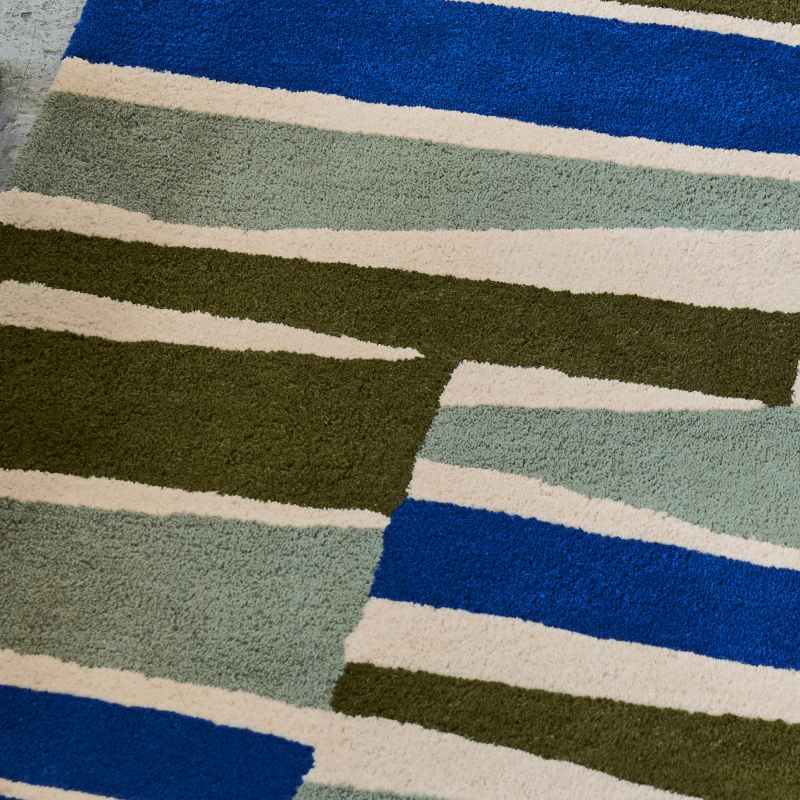Saku Geometric Rugs 123417 by Scion in Olive Green