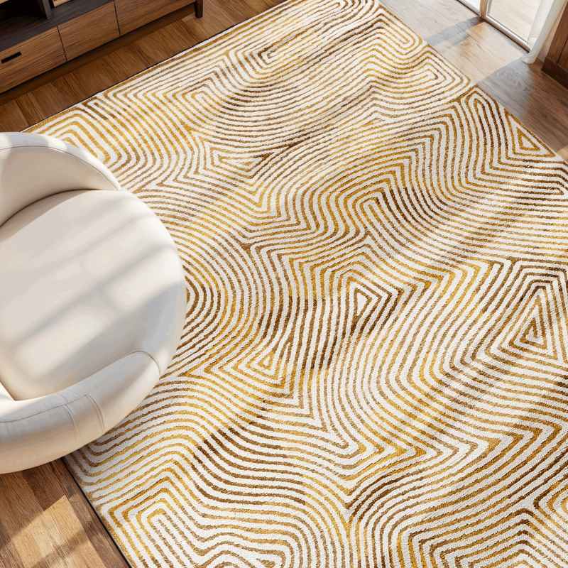 Louis De Poortere Meditation Coral Rugs 9799 in Yellow Hippy