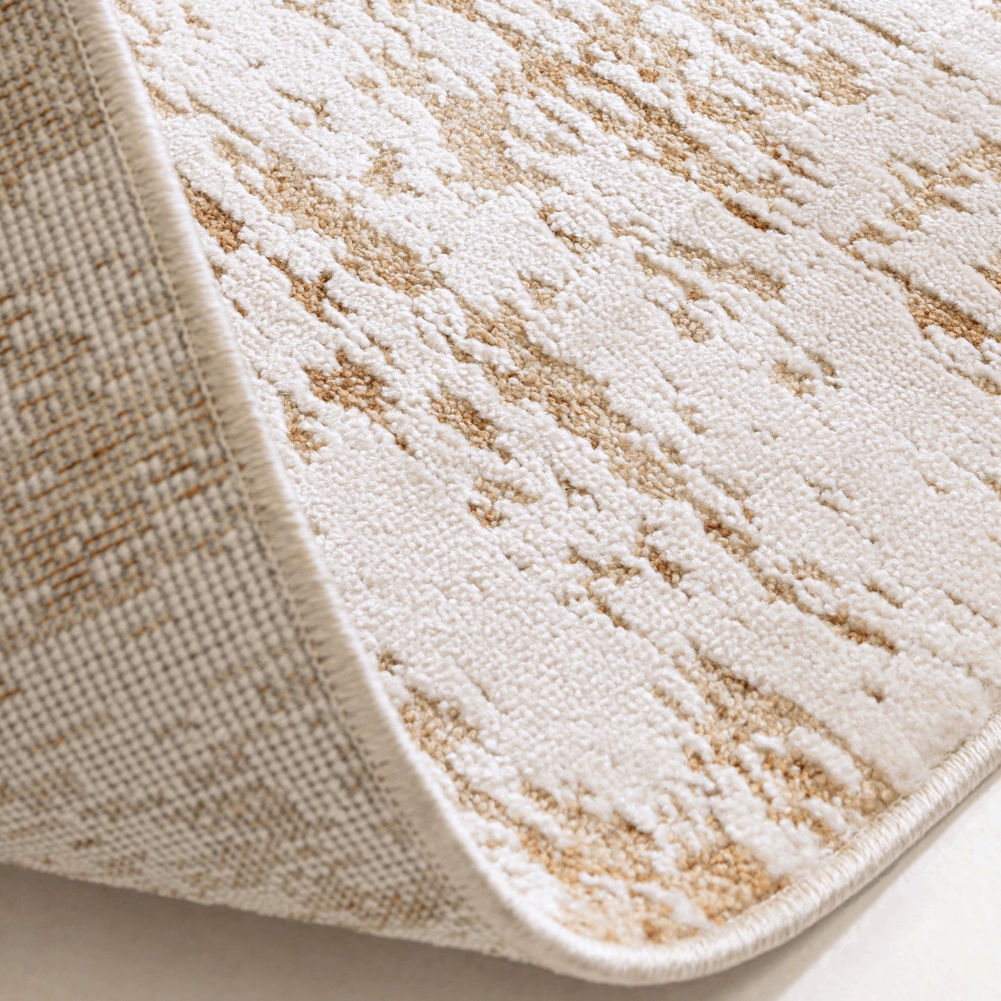 Anders AN03 Boho Abstract Shimmer Rugs in Natural Beige