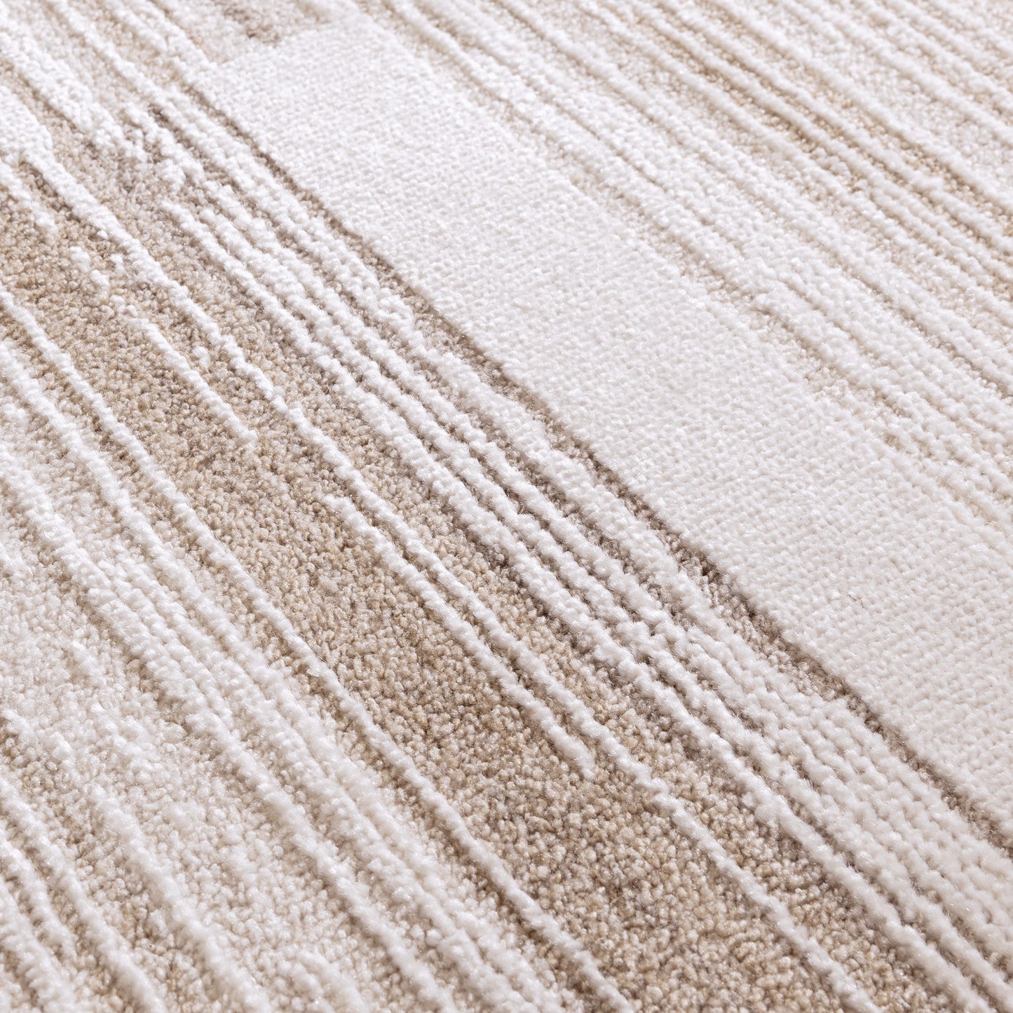 Anders Stripe AN08 Boho Stripe Shimmer Rugs in Beige Natural