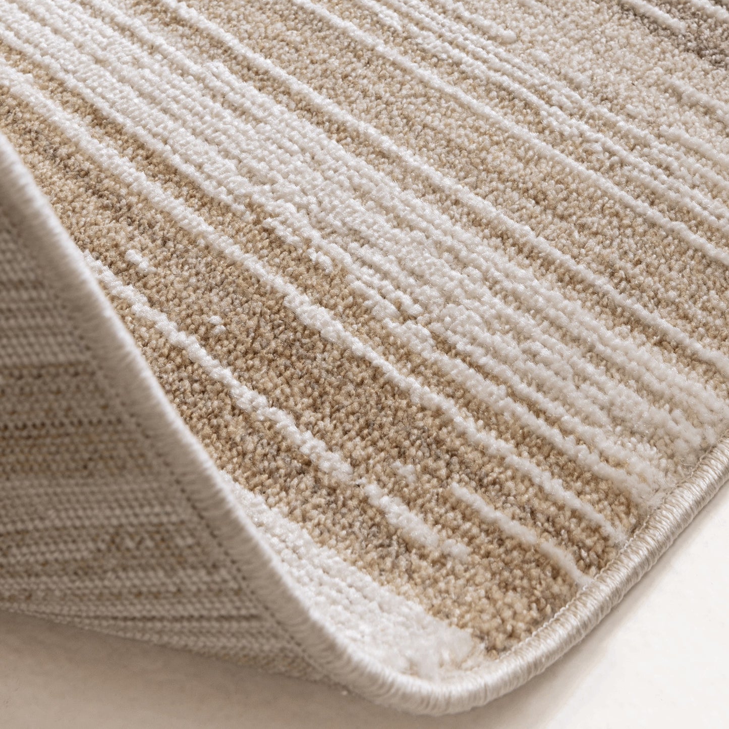 Anders Stripe AN08 Boho Stripe Shimmer Rugs in Beige Natural