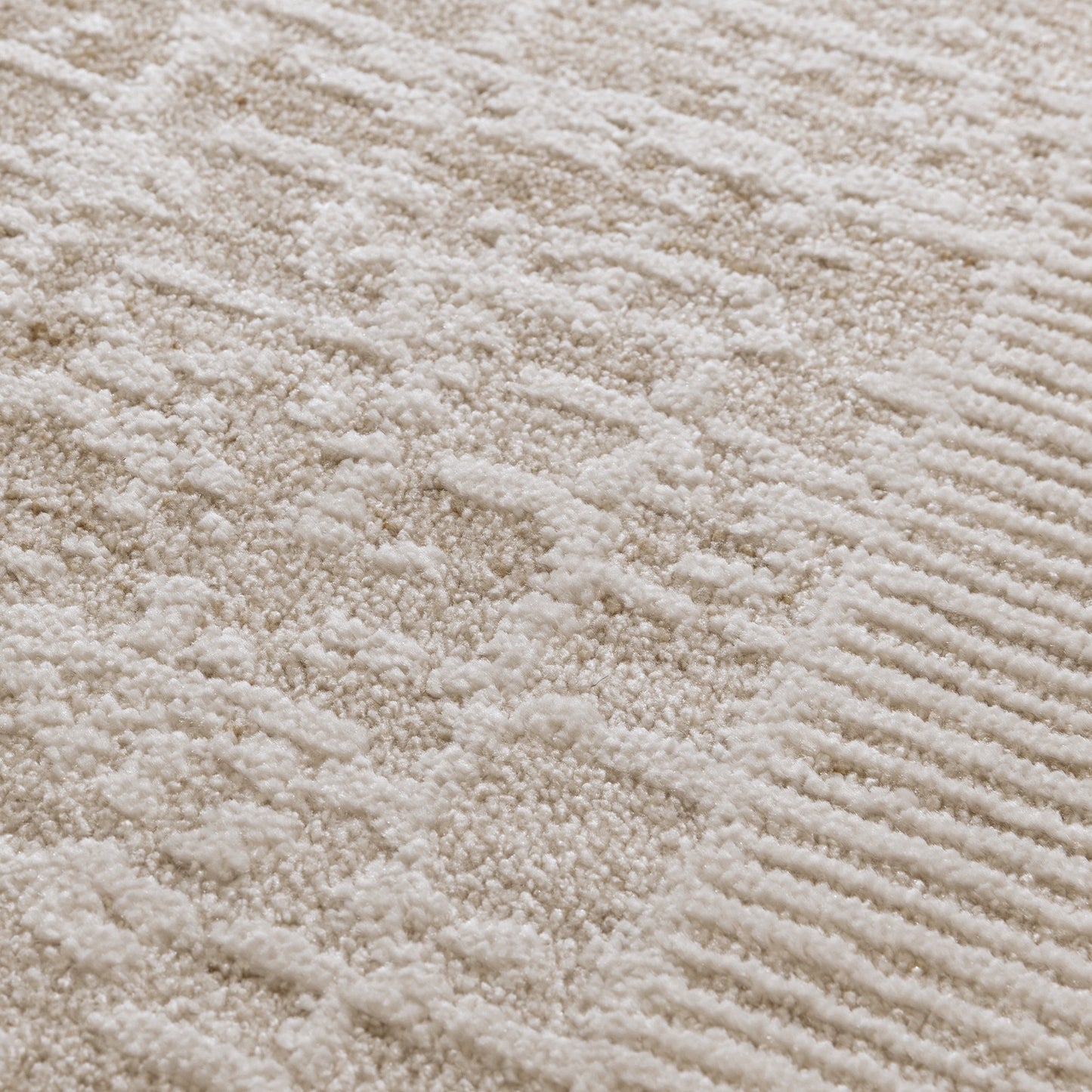 Anders Border AN10 Boho Stripe Shimmer Rugs in Beige Natural