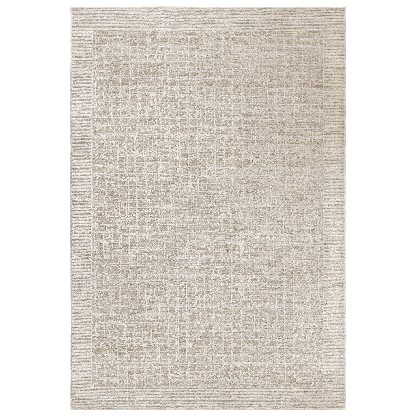 Anders Border AN10 Boho Stripe Shimmer Rugs in Beige Natural