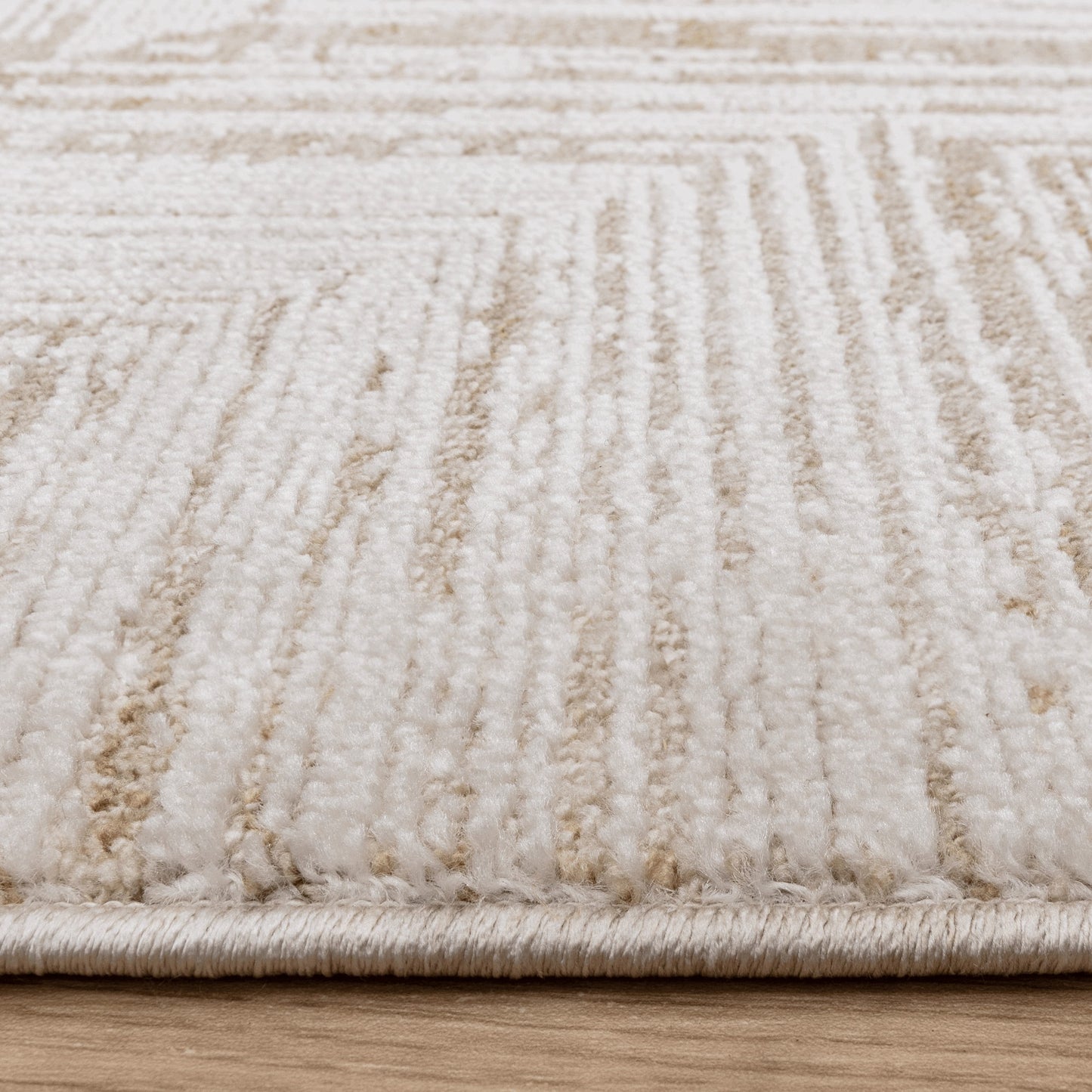 Anders Chevron AN12 Boho Shimmer Rugs in Beige Natural