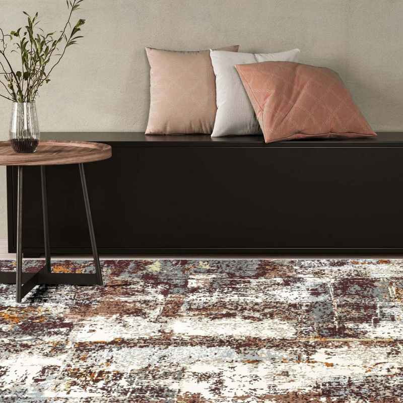 Paprika 97802 7161 Modern Abstract Distressed Rugs in Rust Brown