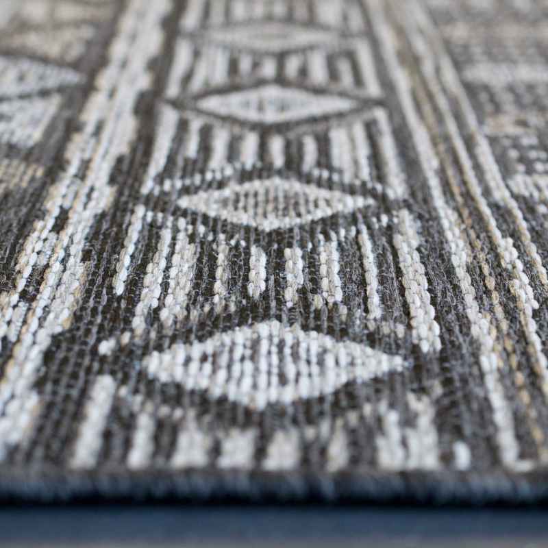 Brighton Aztec Flatweave 98008 3052 Rugs in Dark Grey