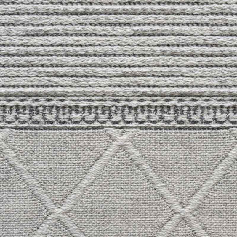 High Line 99052 3037 Stripe Geometric Wool Flatweave Rug in Grey