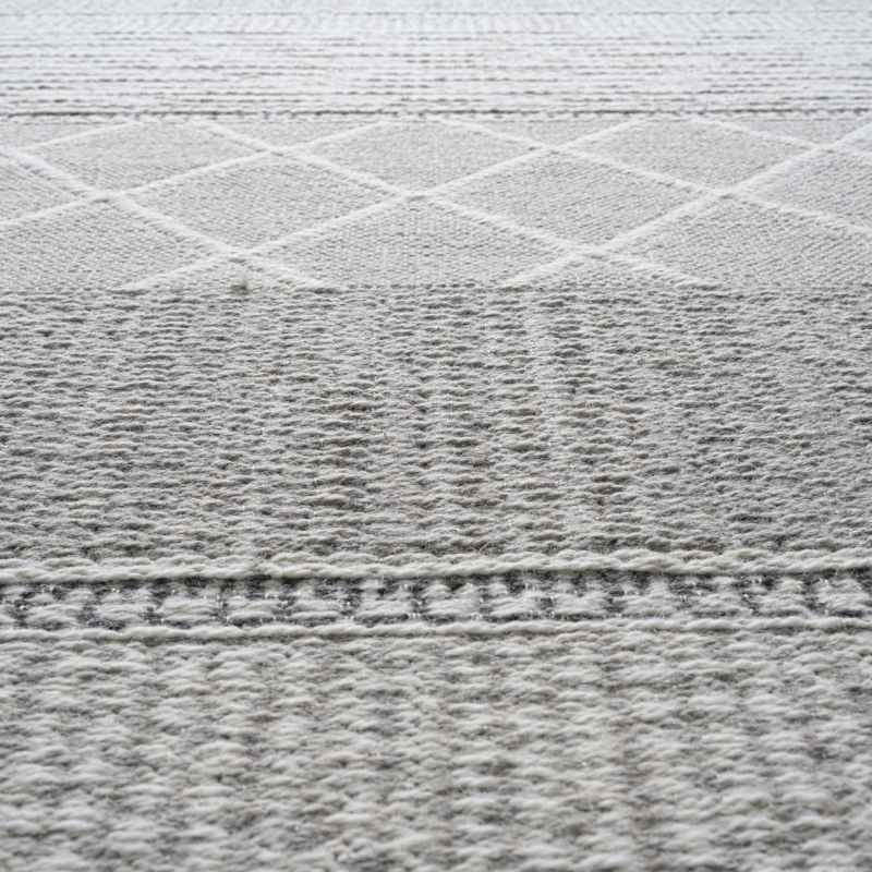 High Line 99052 3037 Stripe Geometric Wool Flatweave Rug in Grey
