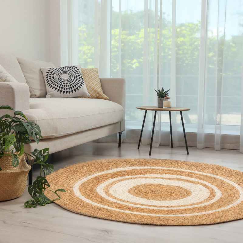 Altrincham Circular Round Jute Rugs in Naturelle