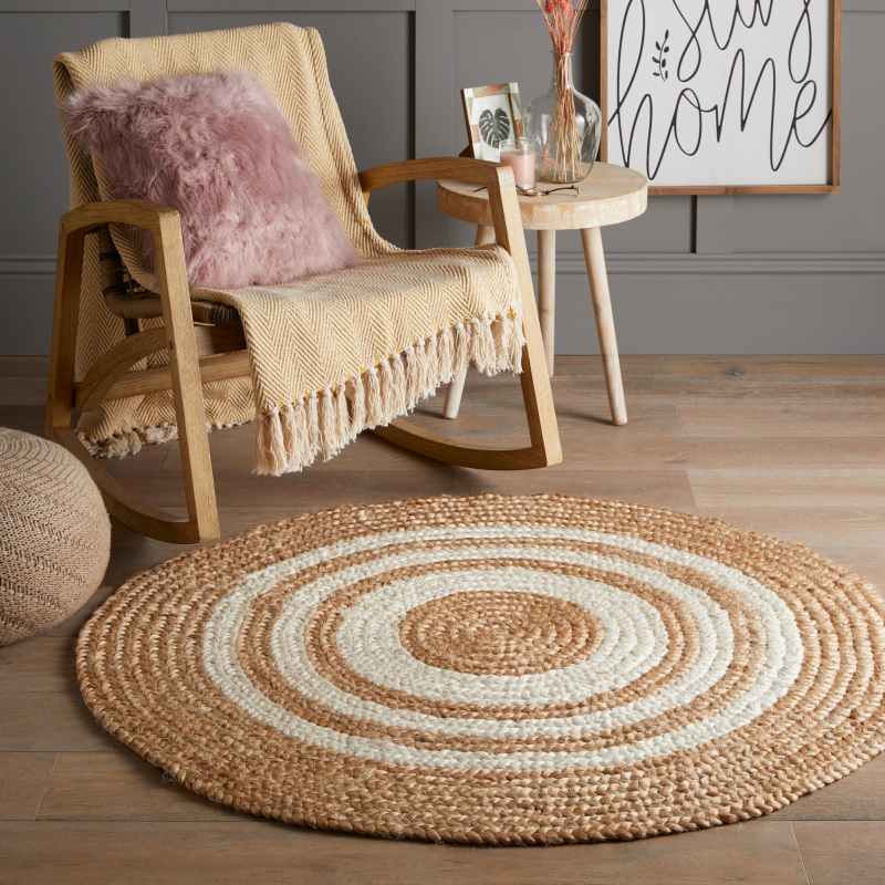 Altrincham Circular Round Jute Rugs in Naturelle