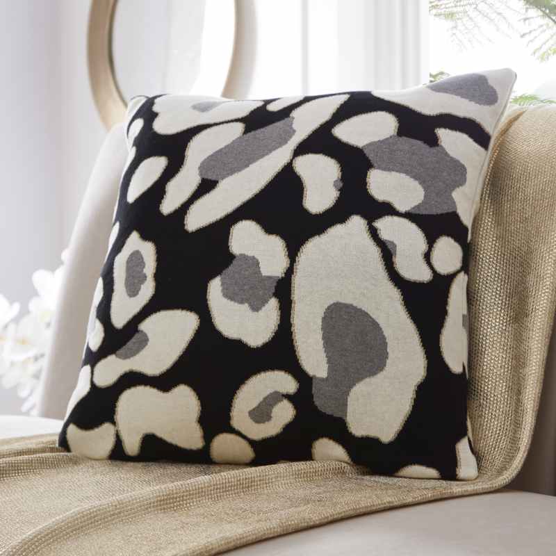 Animal Knit Cotton Cushion By Tess Daly in Black Gold