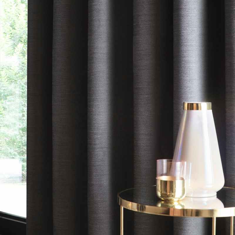 Arezzo Plain Blackout Curtains By Clarke And Clarke in Charcoal Grey