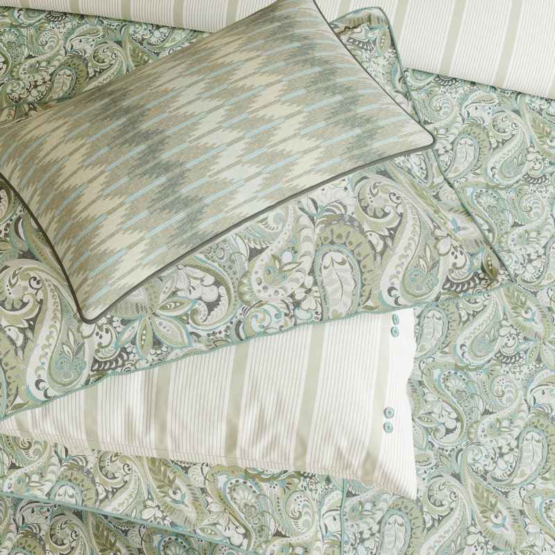 Alessie Paisley Bedding by Bedeck of Belfast in Chambray Green