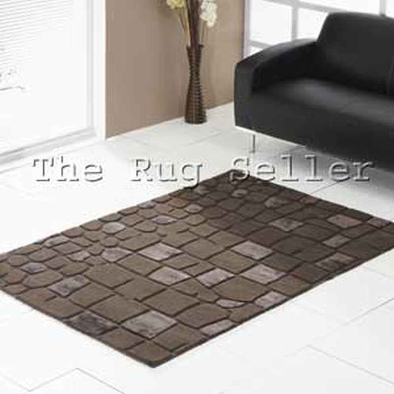 Unique Animal Leather Wool Rugs in Chocolate Brown