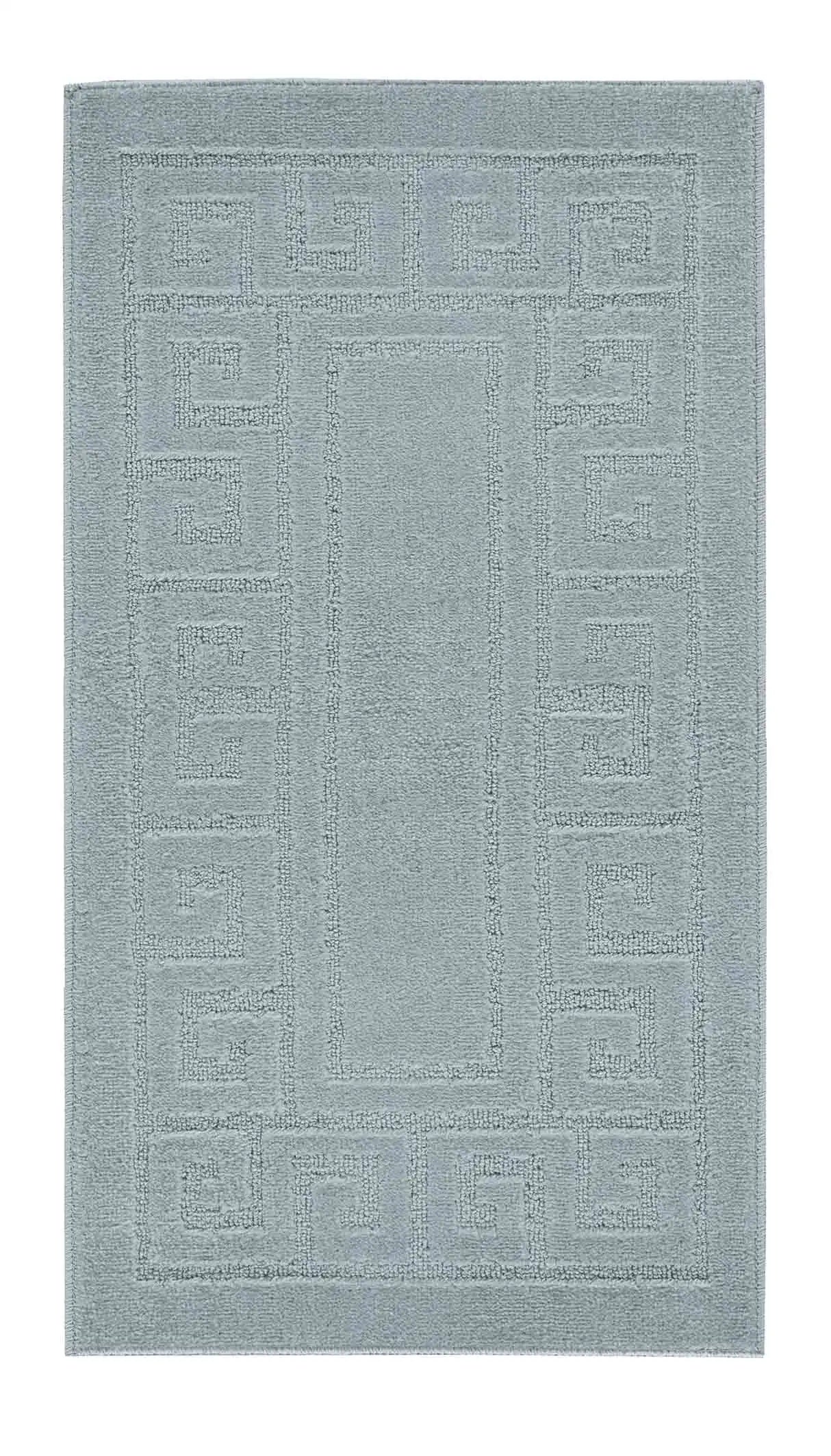 Washable 9mm Gel-Back Ivy Greek Key Silver Rug