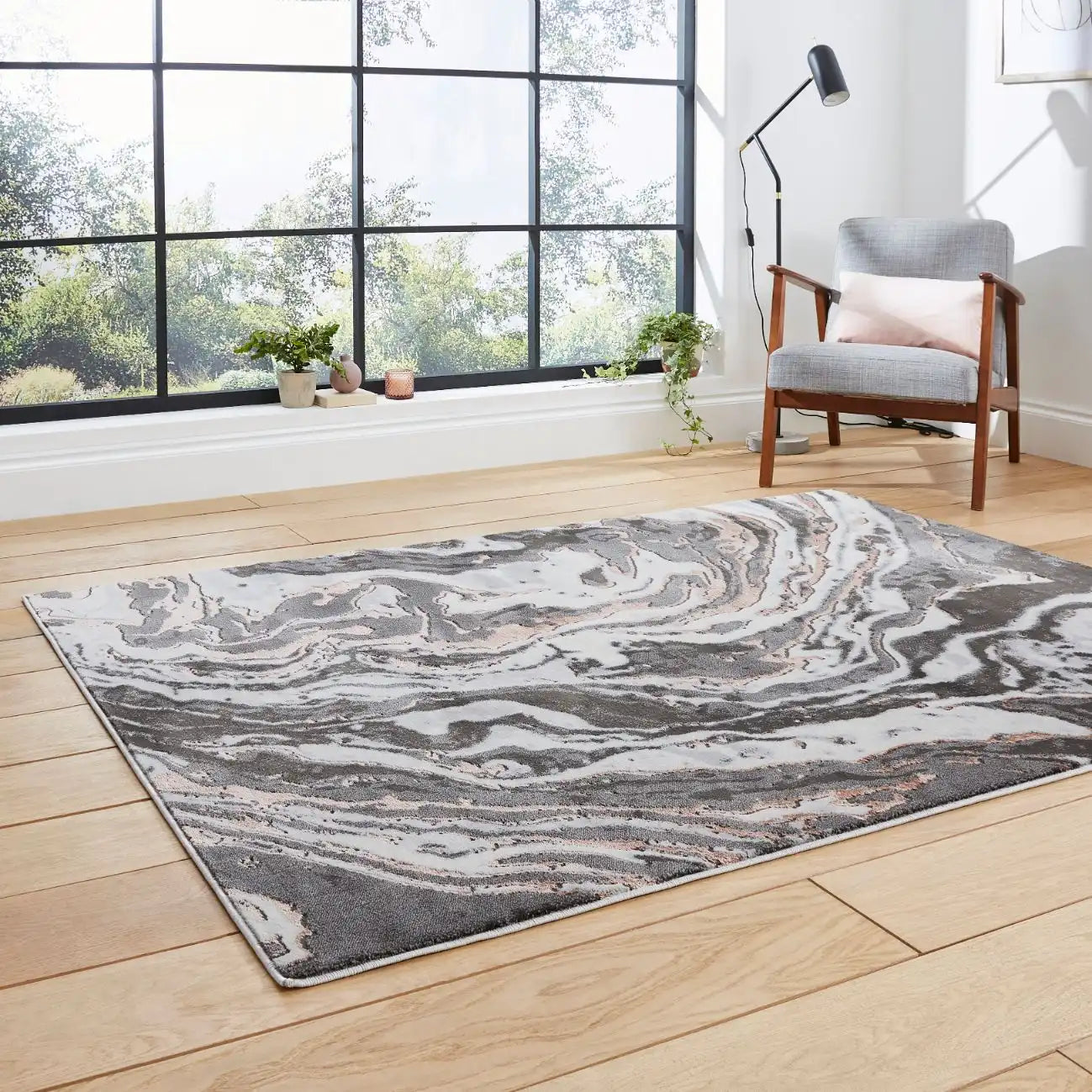 Apollo Think GR584 Grey Rose Rug RS