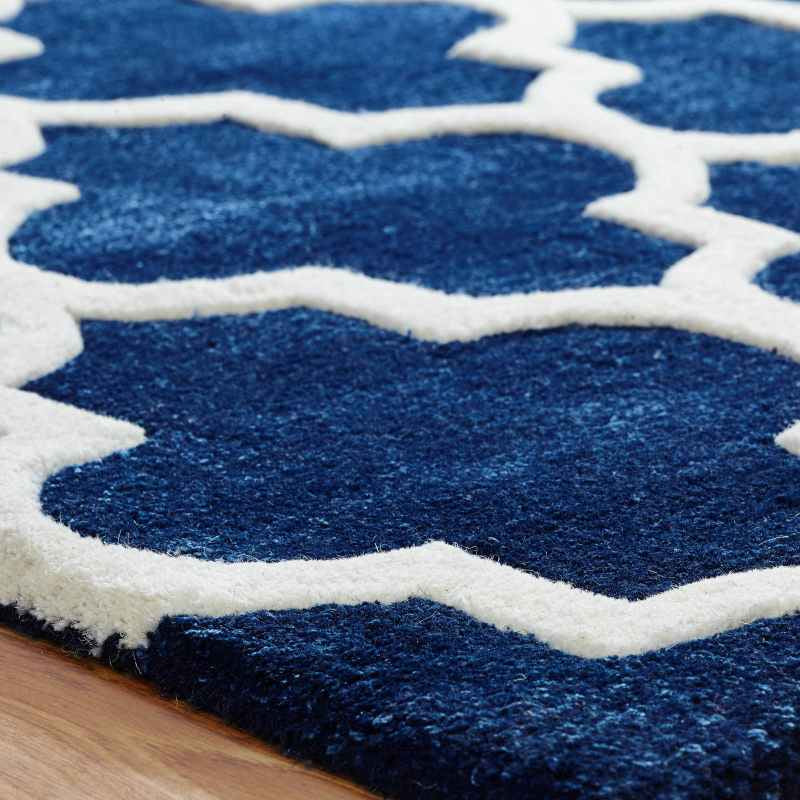 Arabesque Modern Wool Rugs in Blue