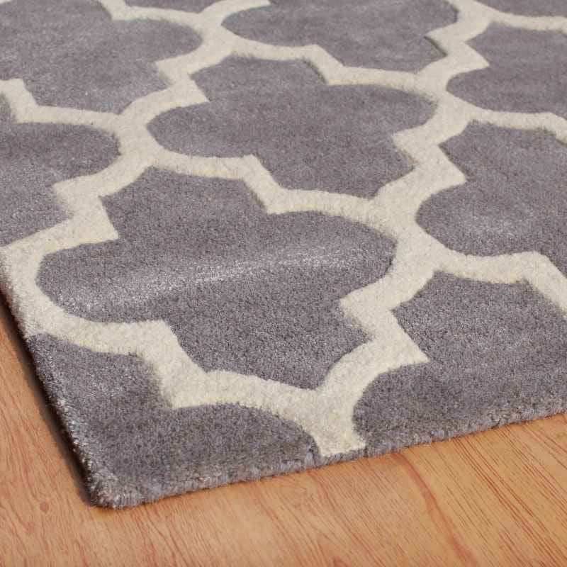Arabesque Modern Wool Rugs in Grey Silver