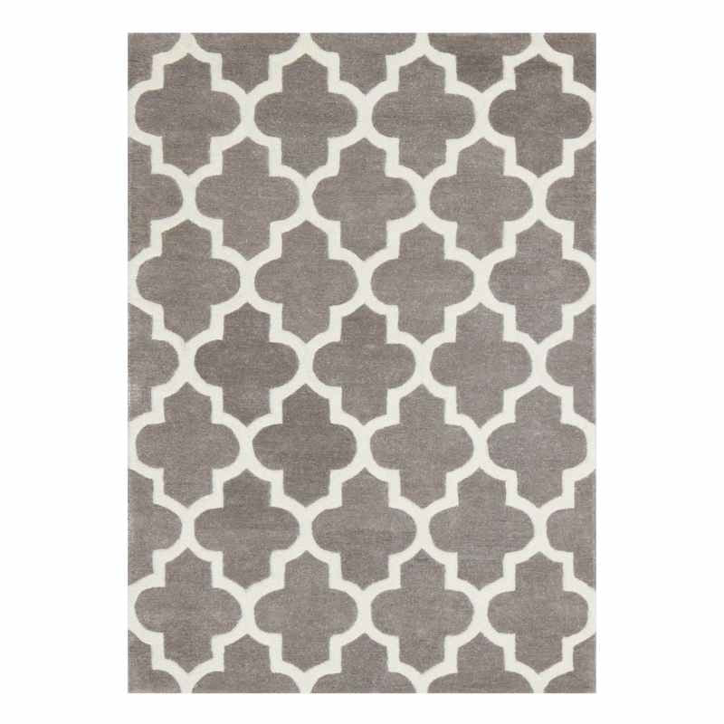 Arabesque Modern Wool Rugs in Grey Silver