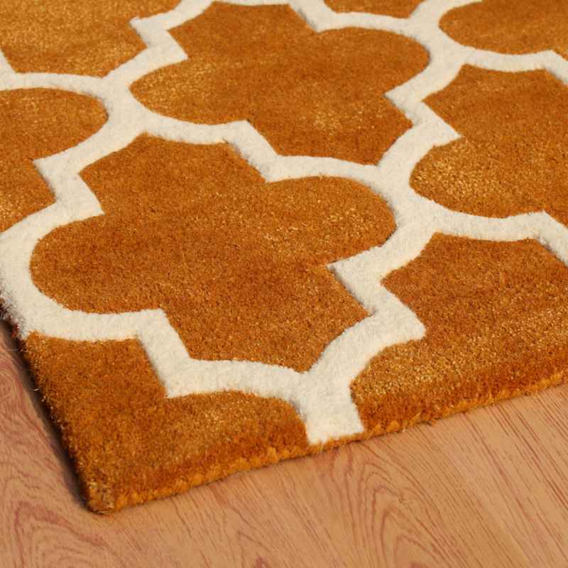 Arabesque Modern Wool Rugs in Ochre Yellow