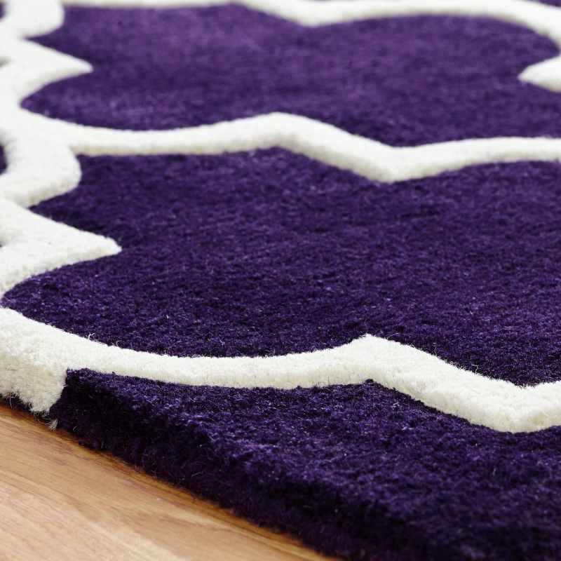 Arabesque Modern Wool Rugs in Purple