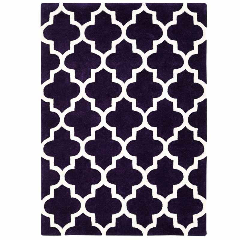 Arabesque Modern Wool Rugs in Purple