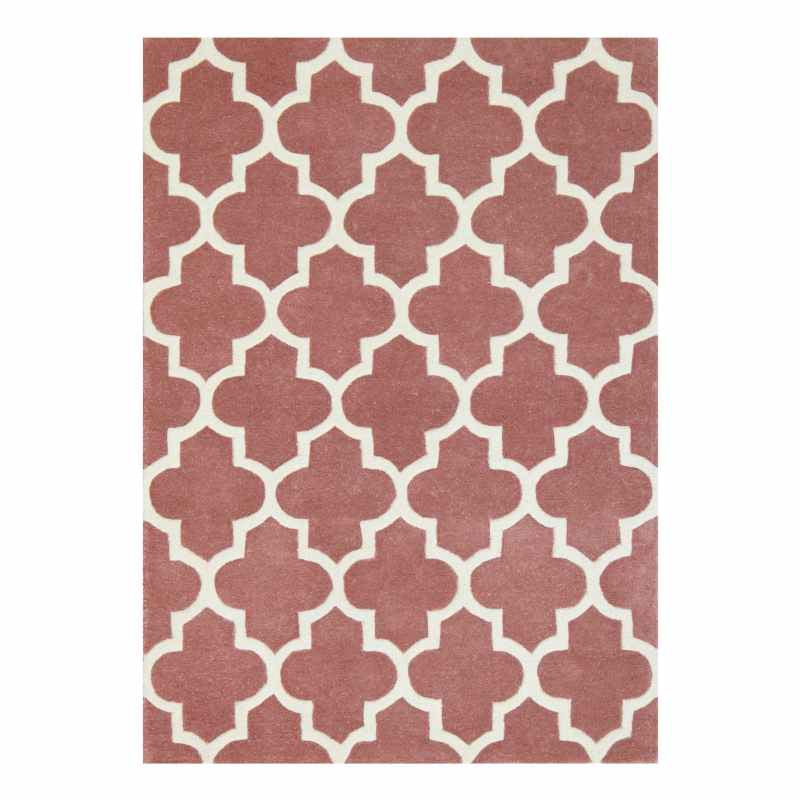 Arabesque Modern Wool Rugs in Rose Pink
