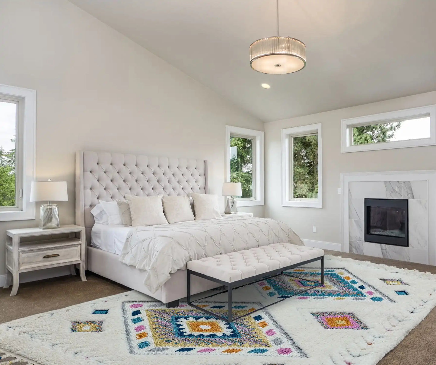 Asiatic ariana ar09 rhombus Ivory, Multicoloured Living Room Rug.