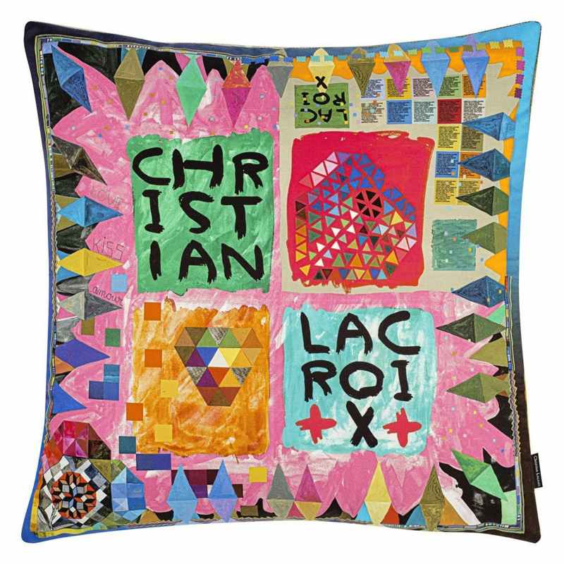 Christian Lacroix Arlecchino Wood Abstract Cushion in Multi