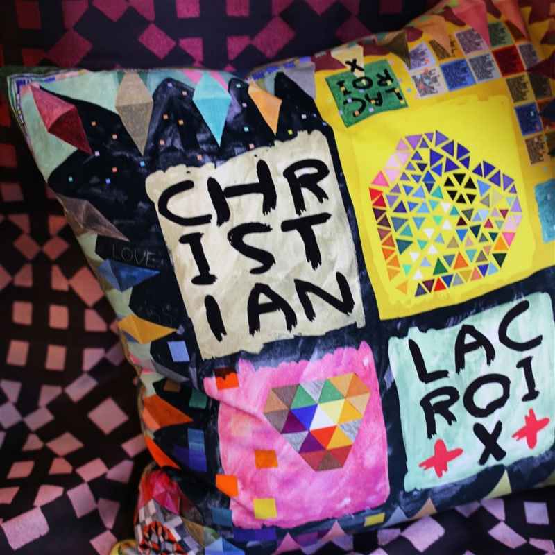 Christian Lacroix Arlecchino Wood Abstract Cushion in Multi