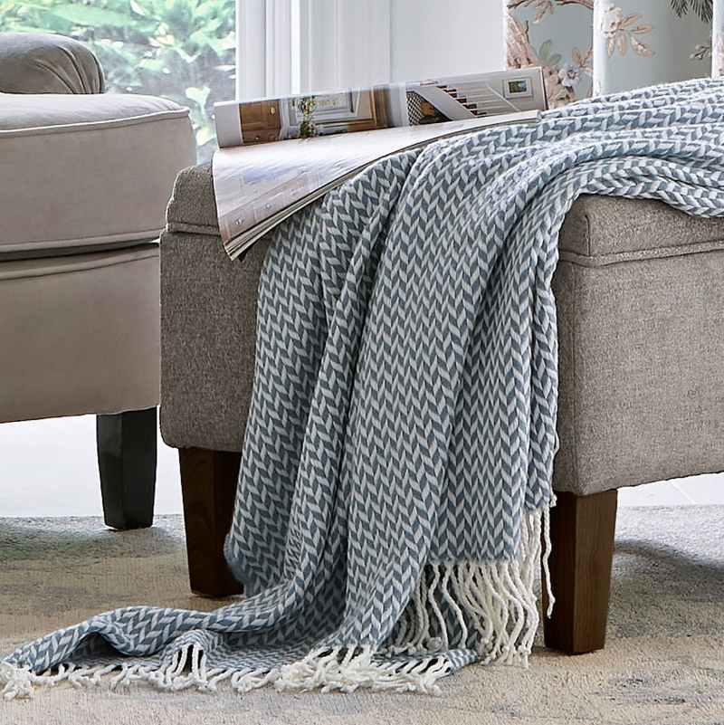 Arya Woven Throw by Laura Ashley in Dark Seaspray Blue