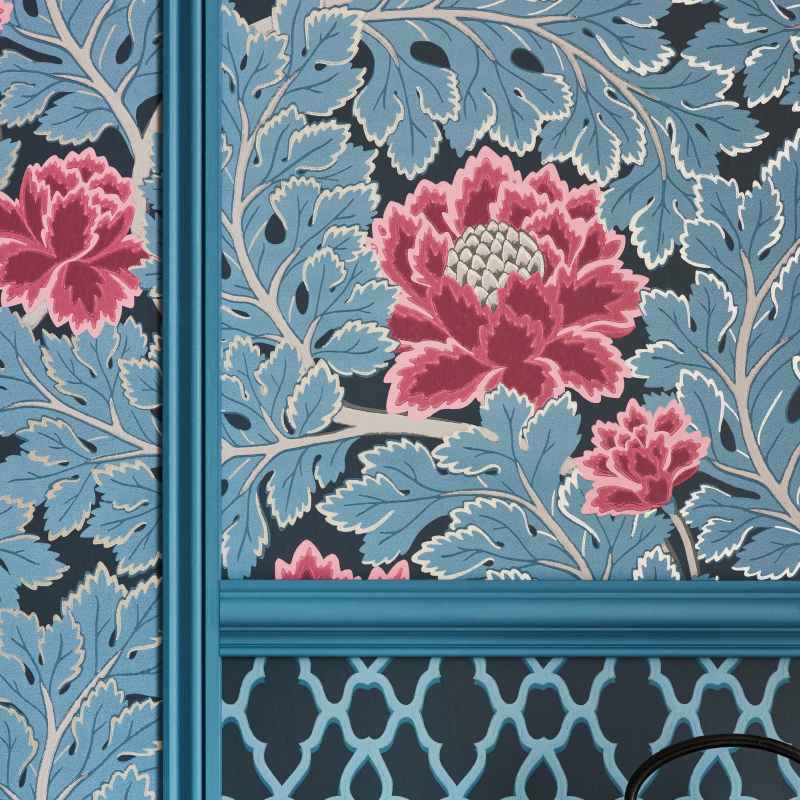 Aurora Floral Wallpaper 116 1004 by Cole & Son in Cerise and Cerulean Blue