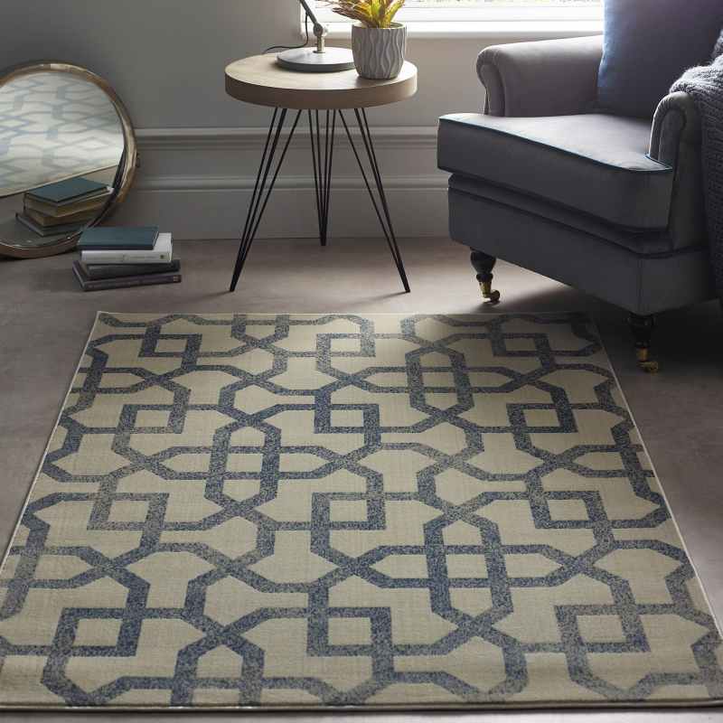 Origins Artic Avanti Geometric Modern Rug in Blue and Cream