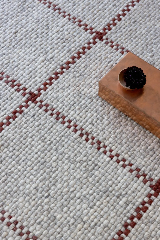 Craft Matter Check Ash/Stone Red 049100 Rug