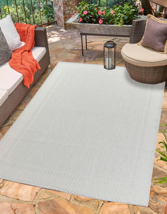 Sky Outdoor Border Silver Rug