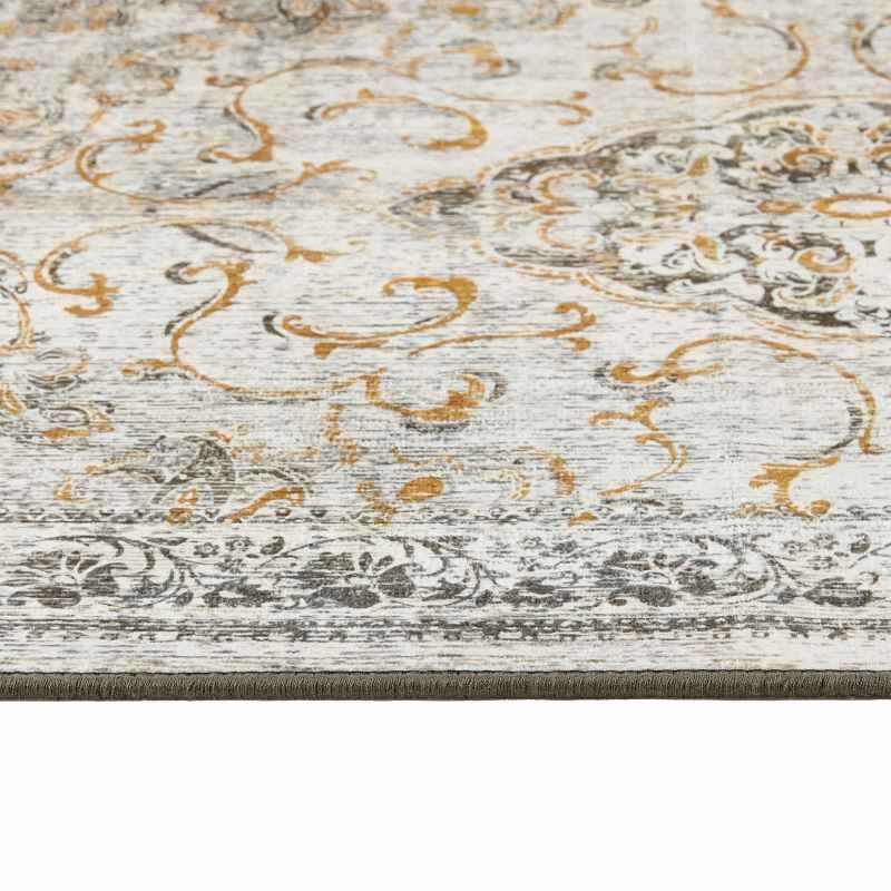 Baroque Eco Washable Modern Rugs by Hug Runner Rug in Grey Brown