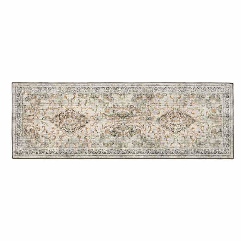 Baroque Eco Washable Modern Rugs by Hug Runner Rug in Grey Brown