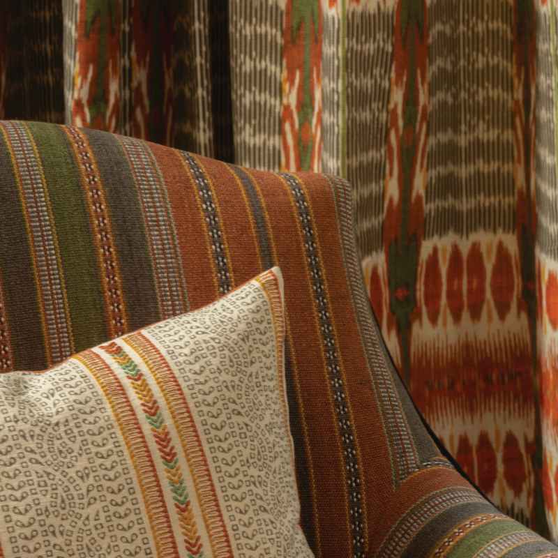 Barrington Embroidered Cotton Cushion By William Yeoward in Spice Orange