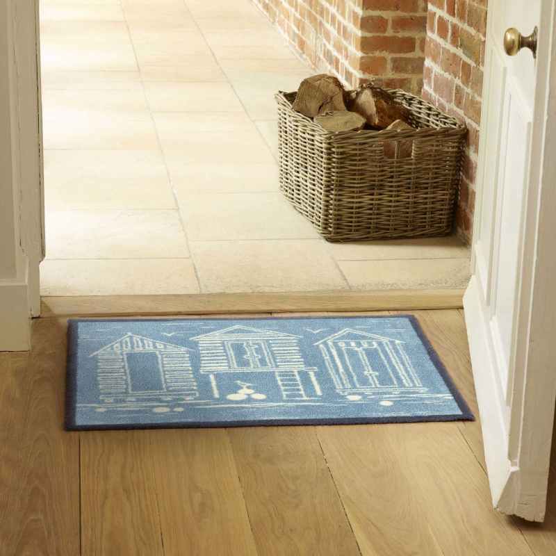 Beach Huts Washable Doormats by Turtle Mat x Sanderson in Blue