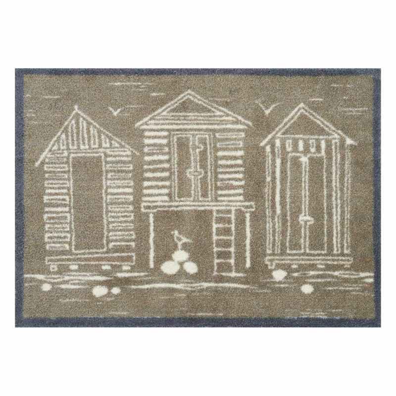 Beach Huts Washable Doormats by Turtle Mat x Sanderson in Natural Beige